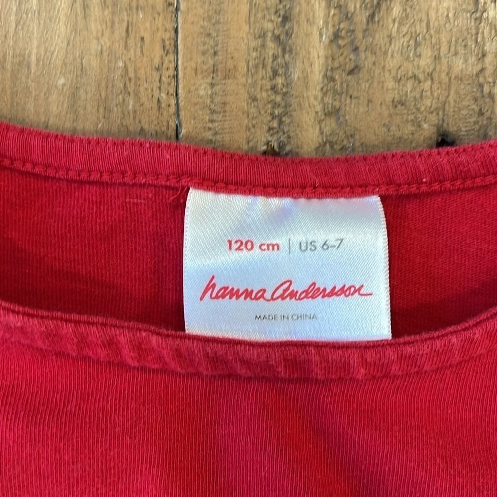 Hanna andersson red pocket cat dress 6-7 years